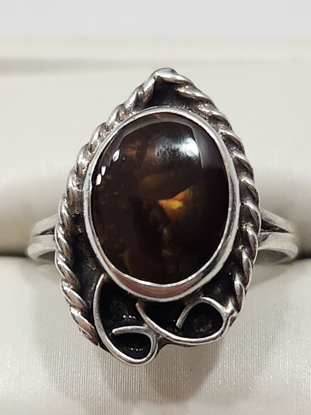Vintage Southwestern Sterling Silver Fire Agate Ring Size 8